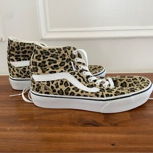 LEOPARD VANS - women's size 8 - NEW - old school vans - high top vans- aesthetic